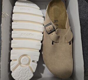 Papillio Tan Suede Leather Buckle Clogs Eur 41